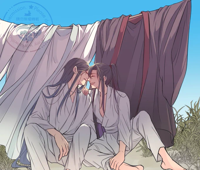 #今年も残りわずかなので今年一番伸びた絵を貼るこれかなhoneymoon忘羨の企画で描いたやつでした参加してくださった皆様ありがとうございました! 