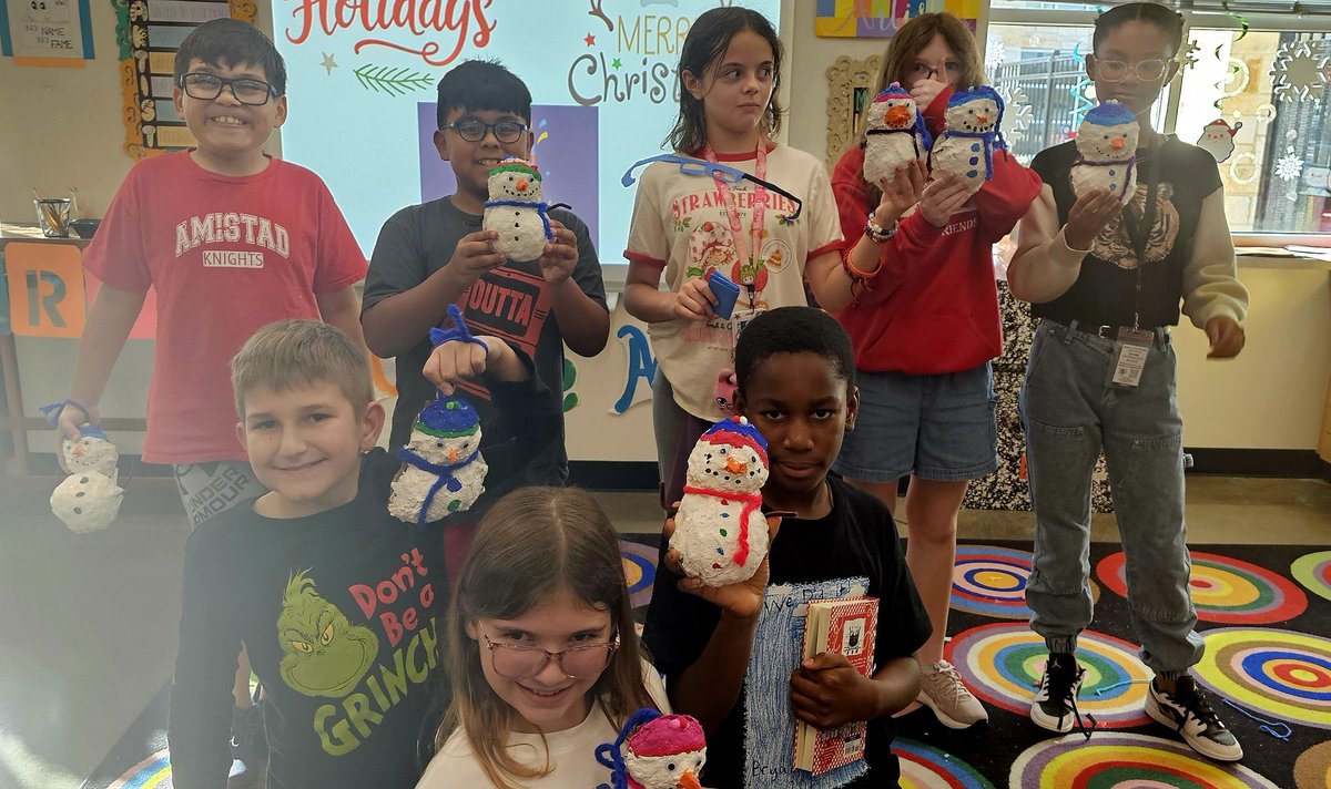 The first round of 5th grade paper Maché Snowmen have officially been completed &amp; on their way home ☃️❄️. Students were so happy to see all their hard work pay off with these beauties 💙 <a href="/erin_wood05/">Ms. Wood</a> <a href="/BryantElem/">Bryant Elementary</a>  <a href="/KatyISDFineArts/">Katy ISD Fine Arts</a> #bengalpride