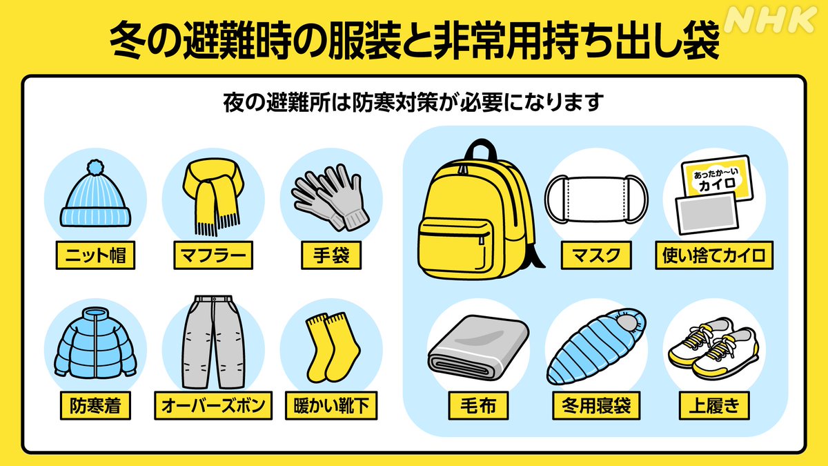 ふだん備えている非常用持ち出し袋、中身を冬仕様に変えてみませんか 