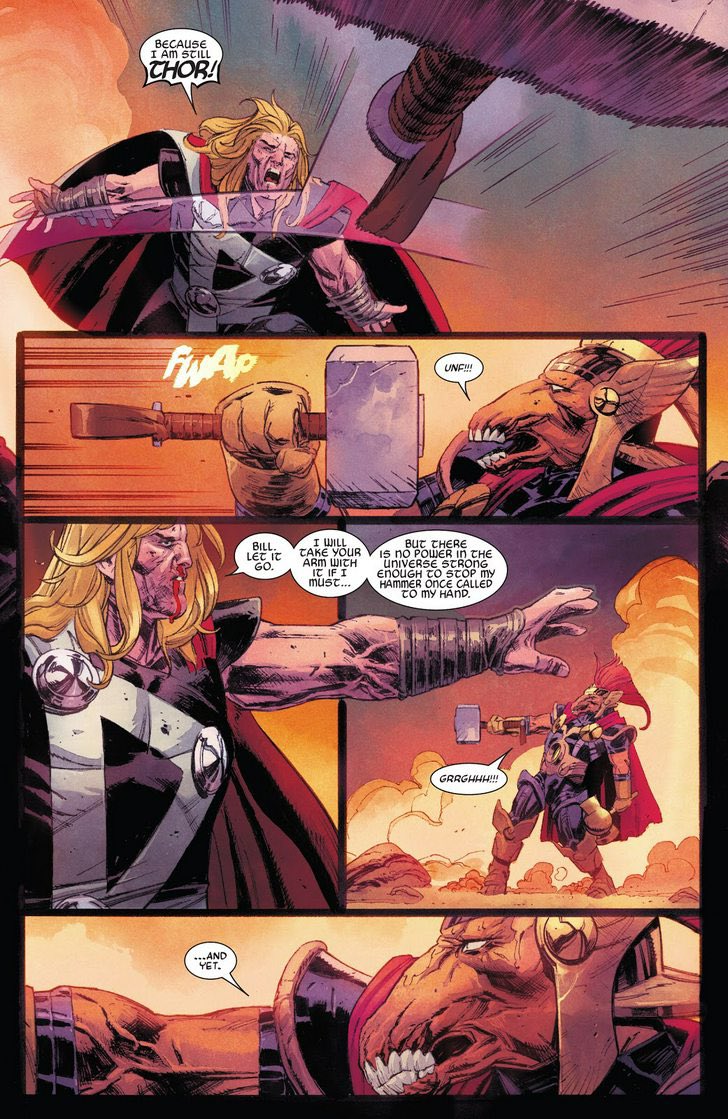 ryboyf2's tweet photo. @comicbookaddt Thor Vs. Beta Ray Bill. Just the line “… and yet.” https://t.co/WzhfkYIzm9