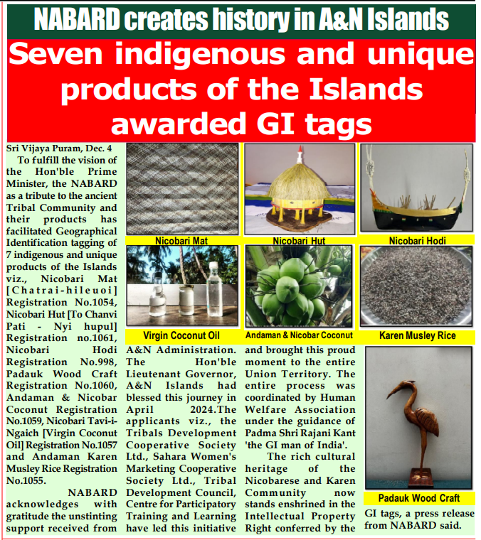 MediaRN_ANI's tweet photo. #IslandsDevelopmentAgency
#AatmaNirbharBharat
#NABARD creates history in #NewAndamans. As mark of respect to the ancient tribal community and their products, 07 indigenous and unique products of the Islands have been provided with #GeographicalIdentification Tagging facility.
@NABARDOnline
https://t.co/wu0LKLiaC4