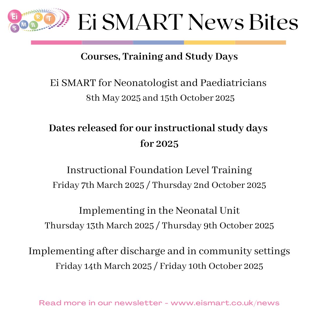Calling all Neonatologists and Paediatricians! Enhance your practice by learning how to integrate early intervention into your follow-up clinics. 

Join our Ei SMART courses and learn new skills to help parents support their child’s development. 

#EarlyIntervention #Neonatology