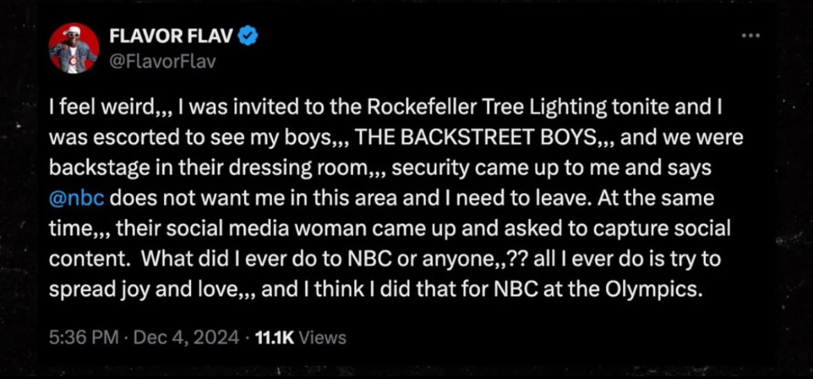 ParisSorel's tweet photo. @NYCMayor @nbc @rockcenternyc This is unacceptable. @FlavorFlav @RJonesNews #NewYorkCity #RockefellerTreeLighting #NewYorkers https://t.co/rkAeACknJ9