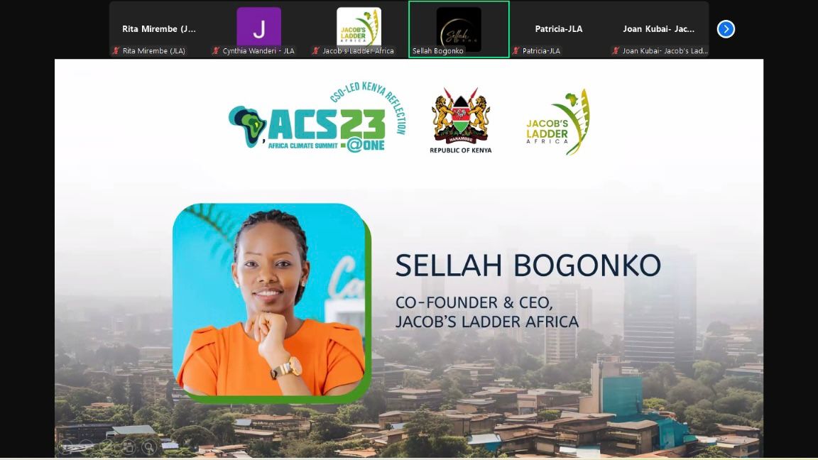 JacobsLadder_A's tweet photo. #ACSAtONE Day 5 is on fire! π₯ Our co-founder Sellah Bogonko @Sellahb started the day with insights on Africaβs resilience and innovation in the face of the climate crisis.
Africaβs biggest challenge? Climate change. But itβs also our greatest opportunity. Letβs tap into sustainable finance and lead the green transition!
π
Happening Now
π 7:30 AM - 1:00 PM EAT
π REGISTER HERE TO RECEIVE YOUR ZOOM WEBINAR INVITE: https://t.co/QYmX8D8gSr
Join the conversation NOW! #GreenTransition #ACSAtONE #RoadToACSAtONE
@Sellahb @Bilha_Ndirangu @WorldResources, @adaconsortium, @ActionAid_Kenya, @CARE, @kilimoKE, @AfClimateSummit, @KEPSA_KENYA, @PACJA1 @KPCGKenya, @KenyaGovernors, @YALINetwork, @UNEP_Africa, @TVET_MoE, @unhabitatyouth, @FundMobility, @labor_mobility, @NetForCommDev, @africaevweek @AfricaEma, @EvChaja, @TVETAKenya, @Environment_Ke, @toolkitafrica, @UGMParty, @WorldBankKenya, @AFDB_Group, @EnviClimateC_Ke, @ILOAfrica, @UNESCO, @ILO_EastAfrica, @UNICEFKenya, @UnescoEast, @MTotoNews, @ASBELKEMBOI7, @kevolwe_godfrey, @PeterKariukiKE