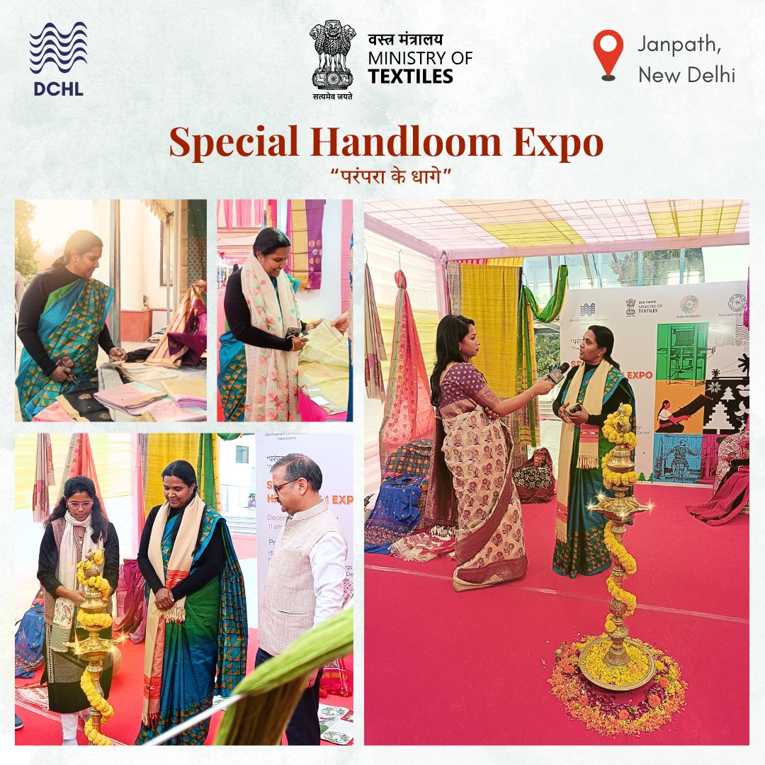 dchandlooms01's tweet photo. Dr. M Beena IAS, Development commissioner for Handlooms inaugurated the "Special Handloom Expo" at Handloom Haat, Janpath and interacted with weavers/artisans appreciated their work and achievements.
#dchandlooms #ministryoftextiles #specialhandloomexpo #handloomhaat #janpath https://t.co/3Hhk8dOrFl