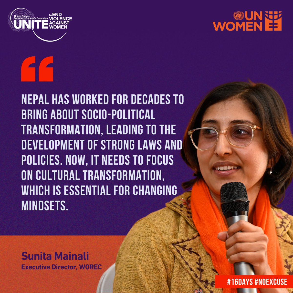 unwomennepal's tweet photo. By addressing harmful norms and championing values of respect, inclusion, and equality, we create pathways to sustainable change.

#१६दिनेअभियान #16DaysOfActivism #NoExcuse

@worecnepalorg @sunitamainali https://t.co/w3jgtYpCQD