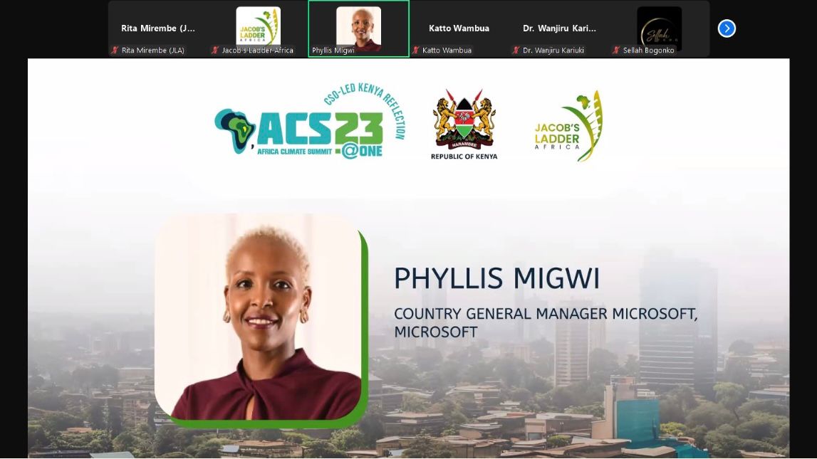 JacobsLadder_A's tweet photo. #ACSAtONE Day 5: Phyllis Migwi, Country General Manager at Microsoft, shared a vision that will change how we see Africaβs industrialization journey!
Climate Change is not a challengeβitβs our greatest opportunity to innovate and create a sustainable future. Are you ready to embrace it?
π
Happening Now
π 7:30 AM - 1:00 PM EAT
π REGISTER HERE TO RECEIVE YOUR ZOOM WEBINAR INVITE: https://t.co/QYmX8D8OHZ
Join the conversation NOW! #Sustainability #GreenTransition #ACSAtONE #RoadToACSAtONE
@Sellahb @Bilha_Ndirangu @WorldResources, @adaconsortium, @ActionAid_Kenya, @CARE, @kilimoKE, @AfClimateSummit, @KEPSA_KENYA, @PACJA1 @KPCGKenya, @KenyaGovernors, @YALINetwork, @UNEP_Africa, @TVET_MoE, @unhabitatyouth, @FundMobility, @labor_mobility, @NetForCommDev, @africaevweek @AfricaEma, @EvChaja, @TVETAKenya, @Environment_Ke, @toolkitafrica, @UGMParty, @WorldBankKenya, @AFDB_Group, @EnviClimateC_Ke, @ILOAfrica, @UNESCO, @ILO_EastAfrica, @UNICEFKenya, @UnescoEast, @MTotoNews, @ASBELKEMBOI7, @kevolwe_godfrey, @PeterKariukiKE
