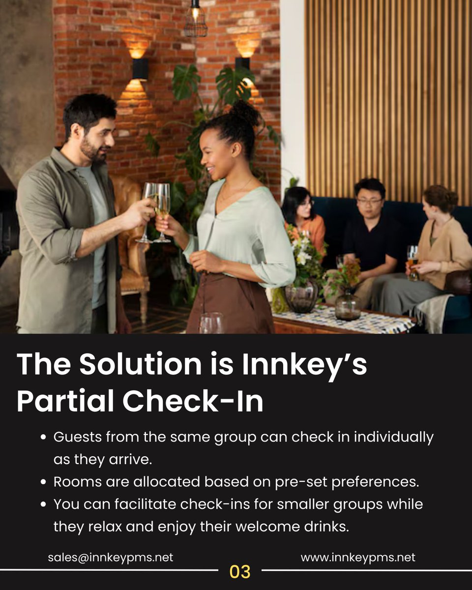 innkeypms's tweet photo. Make group check-ins effortless with InnKey’s Partial Check-In feature. Enjoy faster check-ins, smoother operations, and happier guests! 🌟 Reach out for more details at +91 63528 97150.
#GroupCheckIn #PartialCheckIn #EfficientHospitality #HotelManagement #HospitalityTech https://t.co/eOgU0qTbE6