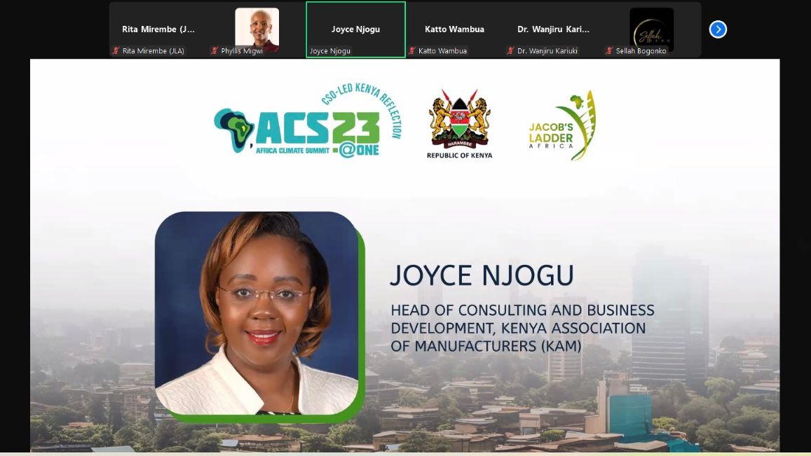 JacobsLadder_A's tweet photo. #ACSAtONE Day 5: Joyce Njogu -- Head, Consulting & Business Development, Kenya Association of Manufacturers (@KAM_Kenya) just laid it outβ40% of Kenyaβs industries depend on agriculture.
Unpredictable weather & droughts are threatening supply chains and production. The time to act is NOWβletβs drive change across the value chain.
π
Happening Now
π 7:30 AM - 1:00 PM EAT
π REGISTER HERE TO RECEIVE YOUR ZOOM WEBINAR INVITE: https://t.co/QYmX8D8gSr
Join us LIVE! #ACSAtONE #SustainableManufacturing #GreenTransition #RoadToACSAtONE
@Sellahb @Bilha_Ndirangu @WorldResources, @adaconsortium, @ActionAid_Kenya, @CARE, @kilimoKE, @AfClimateSummit, @KEPSA_KENYA, @PACJA1 @KPCGKenya, @KenyaGovernors, @YALINetwork, @UNEP_Africa, @TVET_MoE, @unhabitatyouth, @FundMobility, @labor_mobility, @NetForCommDev, @africaevweek @AfricaEma, @EvChaja, @TVETAKenya, @Environment_Ke, @toolkitafrica, @UGMParty, @WorldBankKenya, @AFDB_Group, @EnviClimateC_Ke, @ILOAfrica, @UNESCO, @ILO_EastAfrica, @UNICEFKenya, @UnescoEast, @MTotoNews, @ASBELKEMBOI7, @kevolwe_godfrey, @PeterKariukiKE