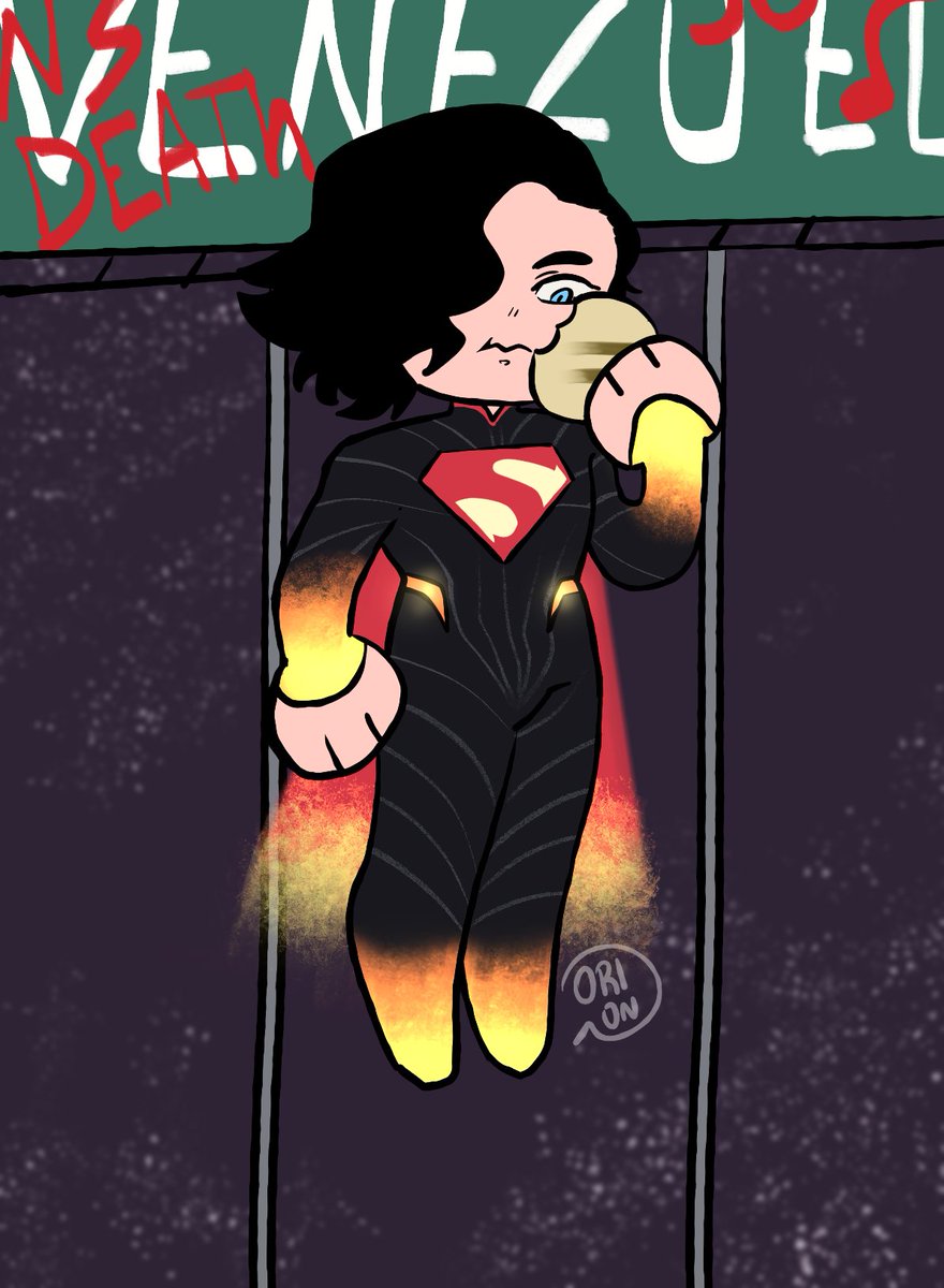 ScaryOrion's tweet photo. Clark eating an arepa while going to Venezuela? Yes.

#Superman #absolutesuperman #Chibi https://t.co/Swk3miYyLd
