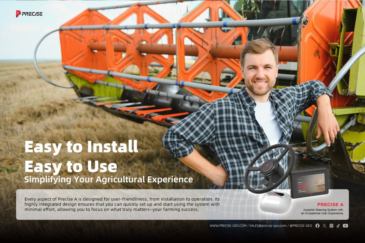 PRECISE_Geo's tweet photo. Precise A
Easy to Install
Easy to Use 📷
Simplifying your agricultural experience
Full news details here: https://t.co/o0kFqDwS8g
#PreciseA #ISOBUS #autosteer #precisionfarming #smartfarming #Agriculture #farming #agtech #agriculture #PrecisionAgriculture #InnovativeFarming https://t.co/3P3h25JDNh