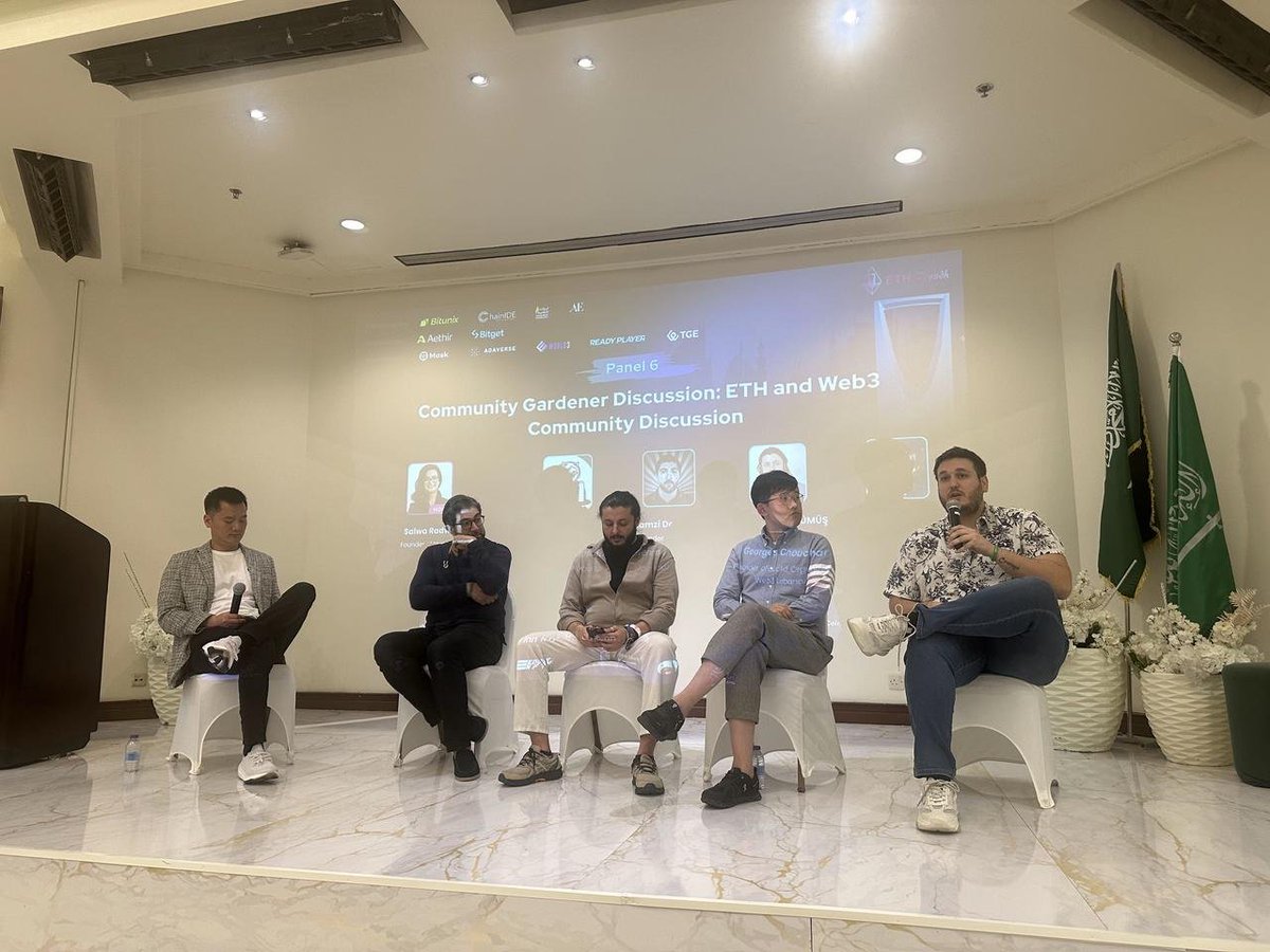 ETH Riyadh (@0xethriyadh) on Twitter photo ETH Riyadh Day2 Recap
Panel 6: Community Gardener Discussion: ETH and Web3 Community Discussion
Special thanks to
- Calvin Zhou <a href="/TheCalvinCycle/">Calvin Zhou</a>, Founder of SHRAPNEL <a href="/playSHRAPNEL/">SHRAPNEL</a>
- Walter, Head of Read Player Club <a href="/rpcnftclub/">Ready Player Club</a>
- Ramzi Dennaoui, Founder of Unbundl <a href="/unbundl_io/">Unbundl</a> ETH Riyadh Day2 Recap
Panel 6: Community Gardener Discussion: ETH and Web3 Community Discussion
Special thanks to
- Calvin Zhou <a href="/TheCalvinCycle/">Calvin Zhou</a>, Founder of SHRAPNEL <a href="/playSHRAPNEL/">SHRAPNEL</a>
- Walter, Head of Read Player Club <a href="/rpcnftclub/">Ready Player Club</a>
- Ramzi Dennaoui, Founder of Unbundl <a href="/unbundl_io/">Unbundl</a>