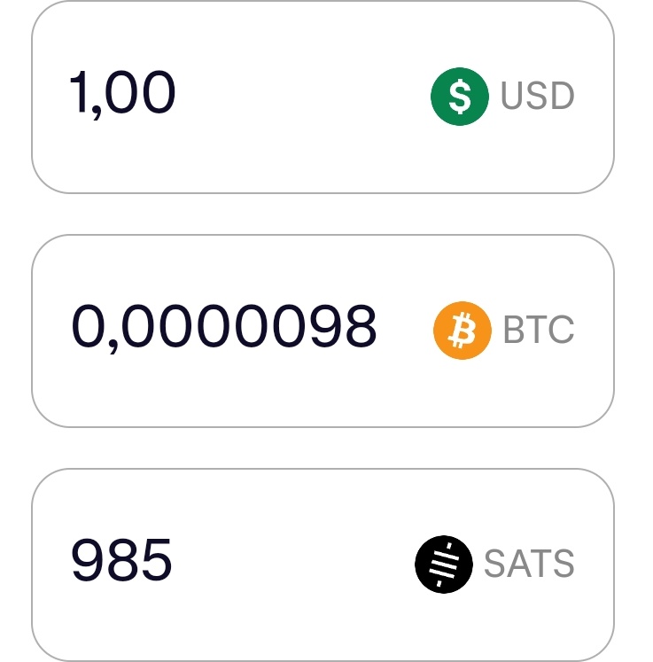 1$ = - 1000 sats #Bitcoin