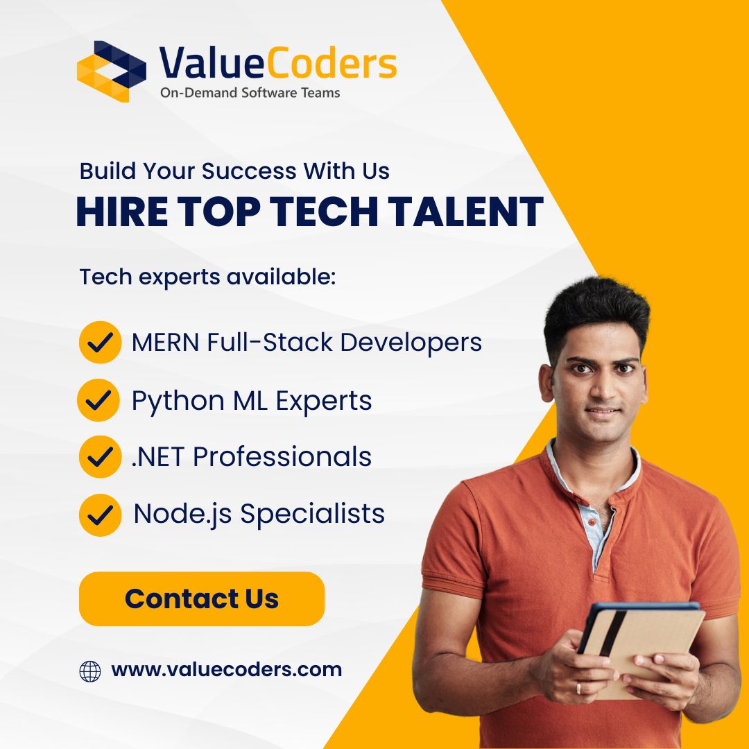 ValueCoders's tweet image. Struggling to find reliable tech talent? 🤔
We’ve got you covered with:
✅ MERN Full-Stack Developers
✅ Python Machine Learning Experts
✅ .NET Professionals
✅ Node.js Backend Specialists
Hire your next team today! 💻
valuecoders.com/contact
#TechTalent #ValueCoders