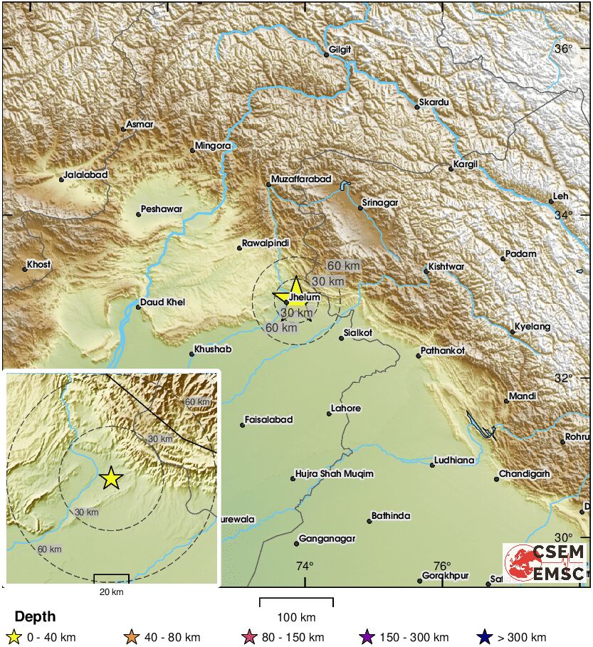 LastQuake's tweet photo. 🔔#Earthquake M5.3 occurred 19 km W of #Bhimbar (#Pakistan) 9 min ago (local time 11:21:27). More info at:
📱https://t.co/QMSpuj6Z2H
🌐https://t.co/BR3cM0ToOI
🖥https://t.co/lXuhVwxdhQ https://t.co/4MisQwXTTm