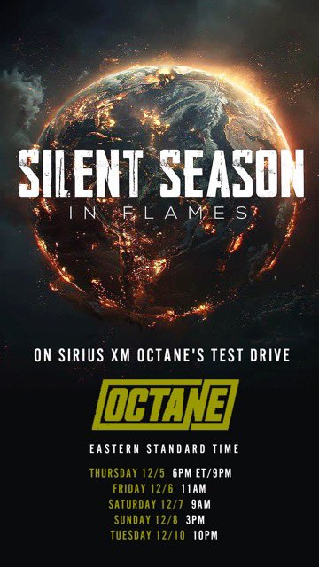 silentseason's tweet photo. [EXCITING NEWS] @silentseason recent single, ‘In Flames’ will be on @SiriusXMOctane’s Test Drive starting 12/5 at 6 PM EST! We need everyone’s support!🤘🏼#silentseason #silentseasonarmy #inflames #siriusxmoctane #sxmoctane #octane #earthprogram #virginmusic #xm #airplay #siriusxm https://t.co/BTzjL3gCeF