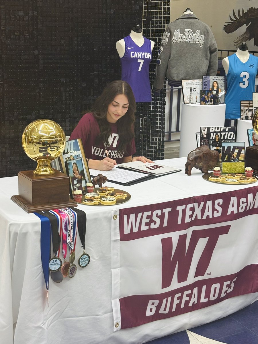 Canyon HS Volleyball (@canyonhsvb) on Twitter photo 🎉🏐 Today, we celebrate Cali McKinley as she signs to play volleyball at West Texas A&M University! Your hard work and dedication have truly paid off, and we can’t wait to see you shine on and off the court. Congrats on this amazing achievement! 🤙🏼 <a href="/CanyonAthDept/">CanyonISDAthletics</a> <a href="/CanyonISD/">Canyon ISD</a> 🎉🏐 Today, we celebrate Cali McKinley as she signs to play volleyball at West Texas A&M University! Your hard work and dedication have truly paid off, and we can’t wait to see you shine on and off the court. Congrats on this amazing achievement! 🤙🏼 <a href="/CanyonAthDept/">CanyonISDAthletics</a> <a href="/CanyonISD/">Canyon ISD</a>