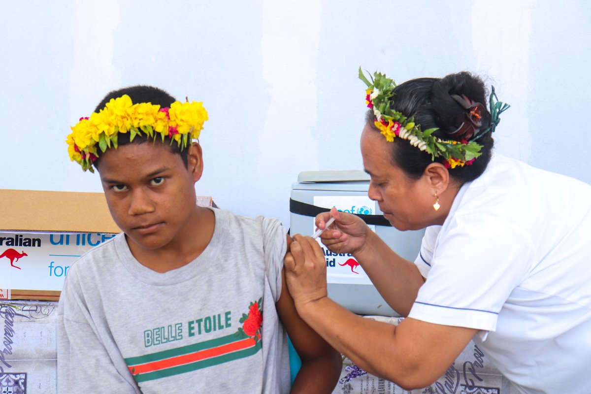 Congratulations Kiribati 🇰🇮 on the launch of the typhoid vaccination campaign!

With support from <a href="/dfat/">Department of Foreign Affairs and Trade 🇦🇺</a> and <a href="/UNICEF/">UNICEF</a>, typhoid vaccines will be rolled out across the country in efforts to control spread of typhoid fever and protect families and children.