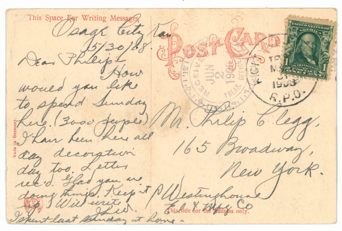 Today for #SunflowerStamps we're sharing a very vintage #postcard of Market Street, looking West, in Osage City, KS. This historic postcard puts us right into the downtown scene during its postmarked date of 1908.

Do you recognize this area at all?

#OsageCounty #kansashistory