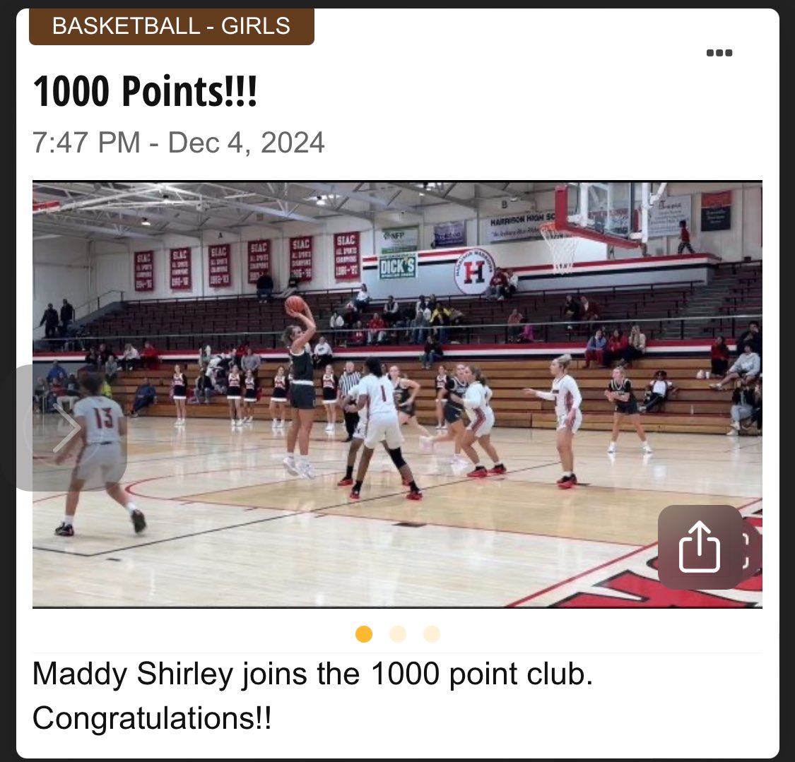 Congratulations to Maddy 7th player in CHS lady bear history to score 1000
