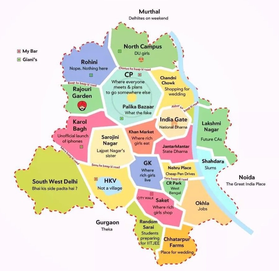CestMoiz's tweet photo. The most accurate Delhi Map ever made!! https://t.co/LaC2hweIWz