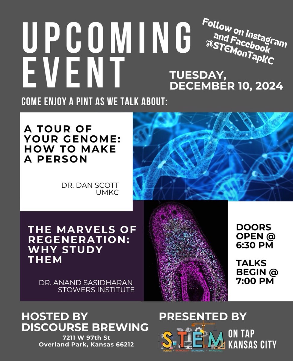 Vidyanandsasi's tweet photo. Super excited for this event!
This lecture series is specifically tailored for the public and a great opportunity for the #students, #researchers and #science enthusiasts in the greater #kansascity area to engage with scientists working on different research topics. #stemontapkc https://t.co/UjNrM8q2yZ
