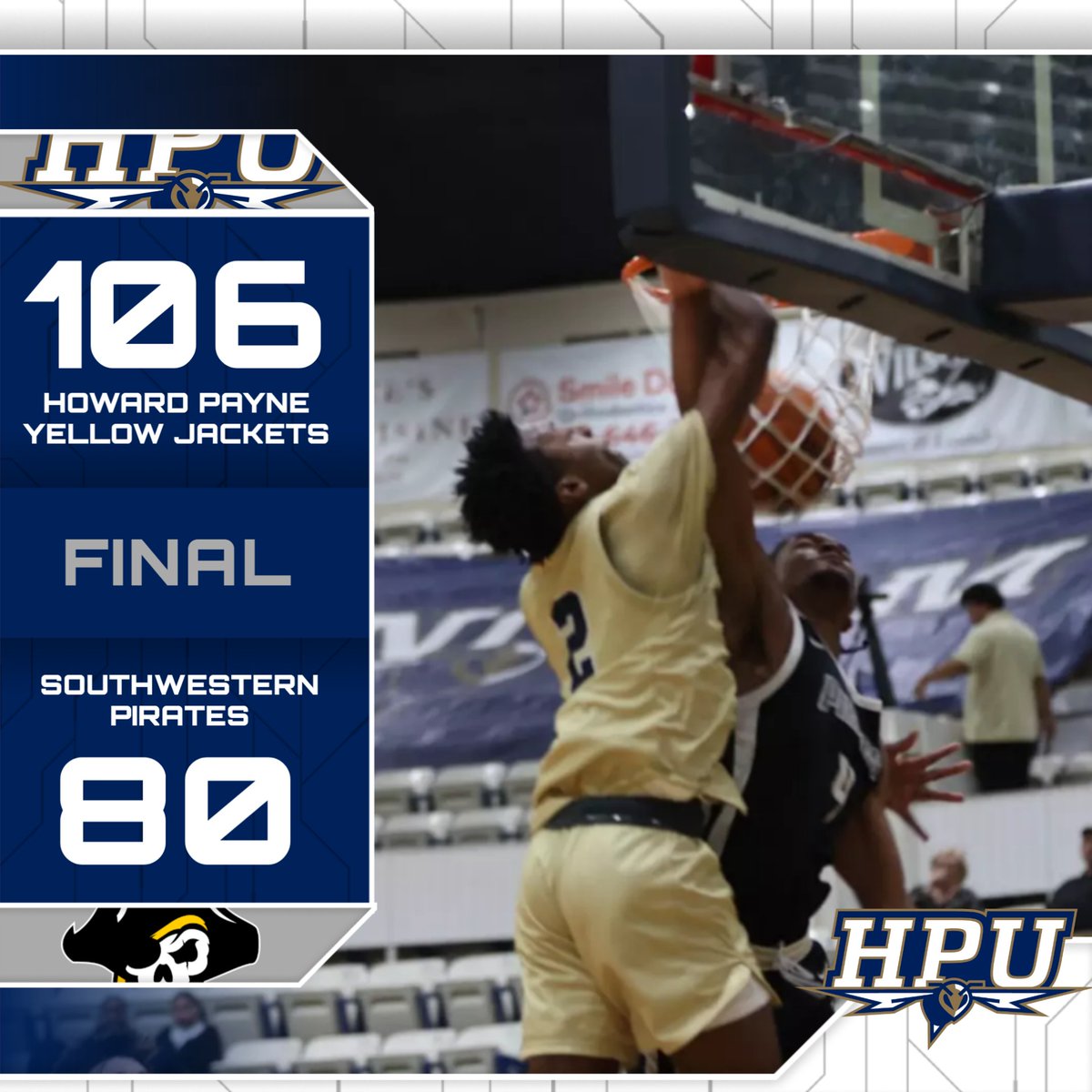 FINAL 
HPU 106 | SWU 80

HPU sets a new record for made threes in a game with 23! Johnson led the team with 27 points made, followed by Eddy with 18! Johnson also led with 6 assists, 3 steals, and a +/- of 21!