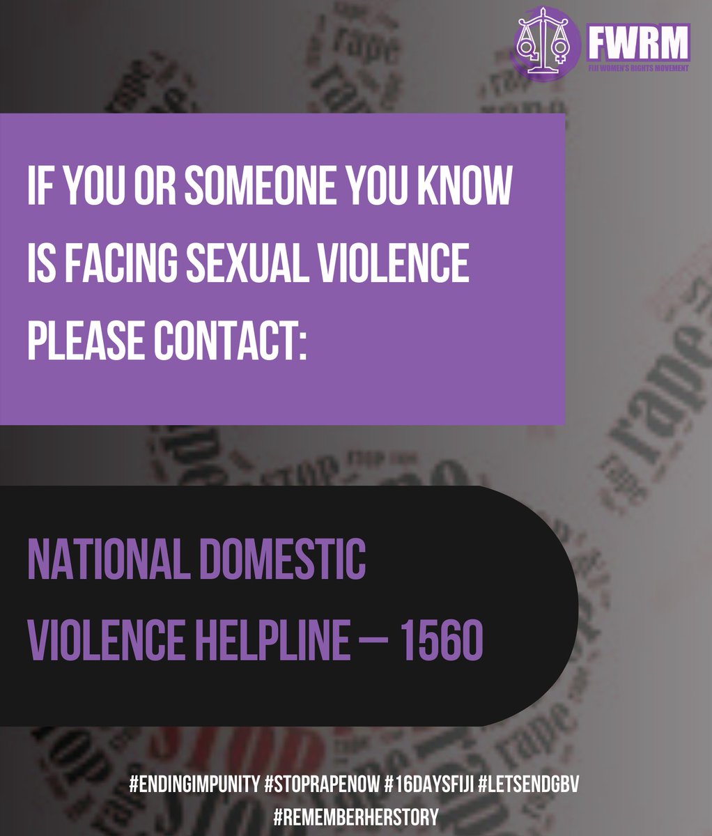 FWRM1's tweet photo. #16DaysAgainstGBV - We are sharing real cases of victims/survivors of rape. Trigger Warning: Contains details of sexual violence. Follow our Facebook page
@fwrm1
for more.  #EndingImpunity #StopRapeNow #16daysFiji #rememberherstory #SafeFiji4all
Source: https://t.co/84Nqt6cGri https://t.co/AGbVJ5cUlK