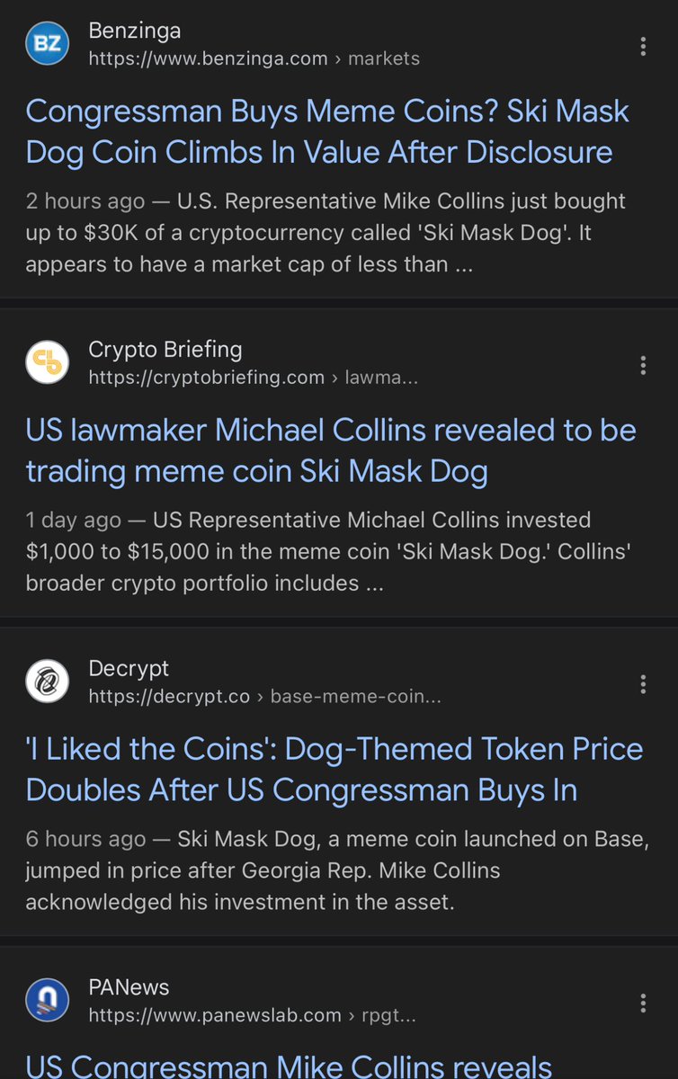 Big news: Mike Collins recently bought $Ski Mask Dog, and the media is  still buzzing about it right now.