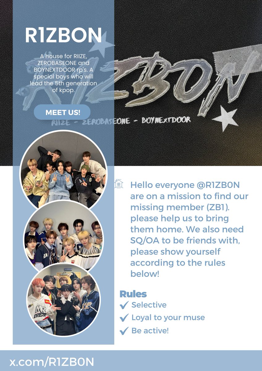 R1ZB0N's tweet image. ⊹₊ Hello, this is 𝐑𝐈𝐙𝐁𝐎𝐍. We are currently looking for members to complete our team. Details can be found on ALT, and we are very open to SQ or OA for friendship. Please leave your mark below. Thank you!