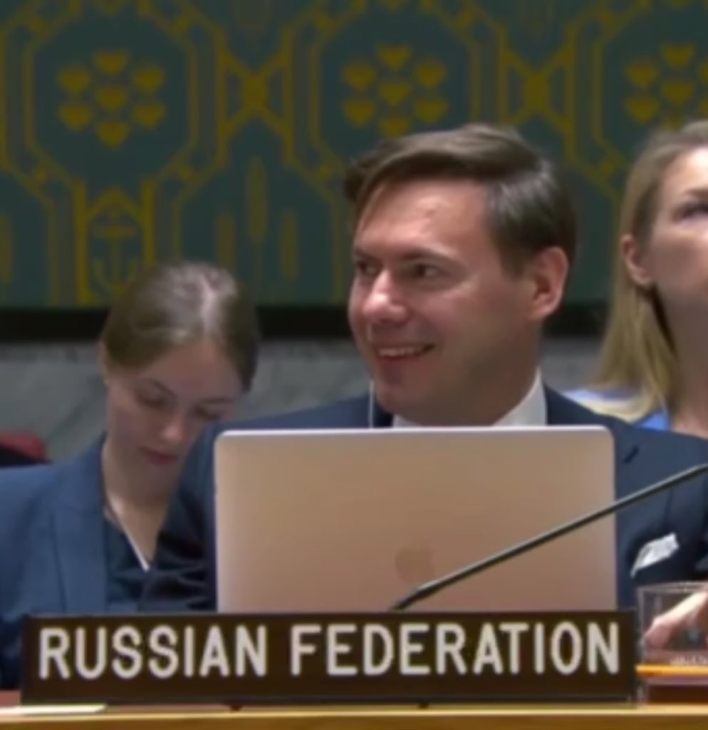 Look at smile russian diplomat made after Daria Zarivna talked about 30,000 kidnapped children, stolen orphans, deaths of families from missiles &amp; illegal adoption programs. Yet, they still have seat in UN Security Council.

He smiling because west letting them get away with it.