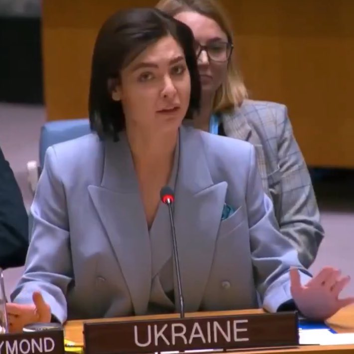 eurovanya's tweet photo. Look at smile russian diplomat made after Daria Zarivna talked about 30,000 kidnapped children, stolen orphans, deaths of families from missiles &amp; illegal adoption programs. Yet, they still have seat in UN Security Council.

He smiling because west letting them get away with it. https://t.co/MhrvJlR95v