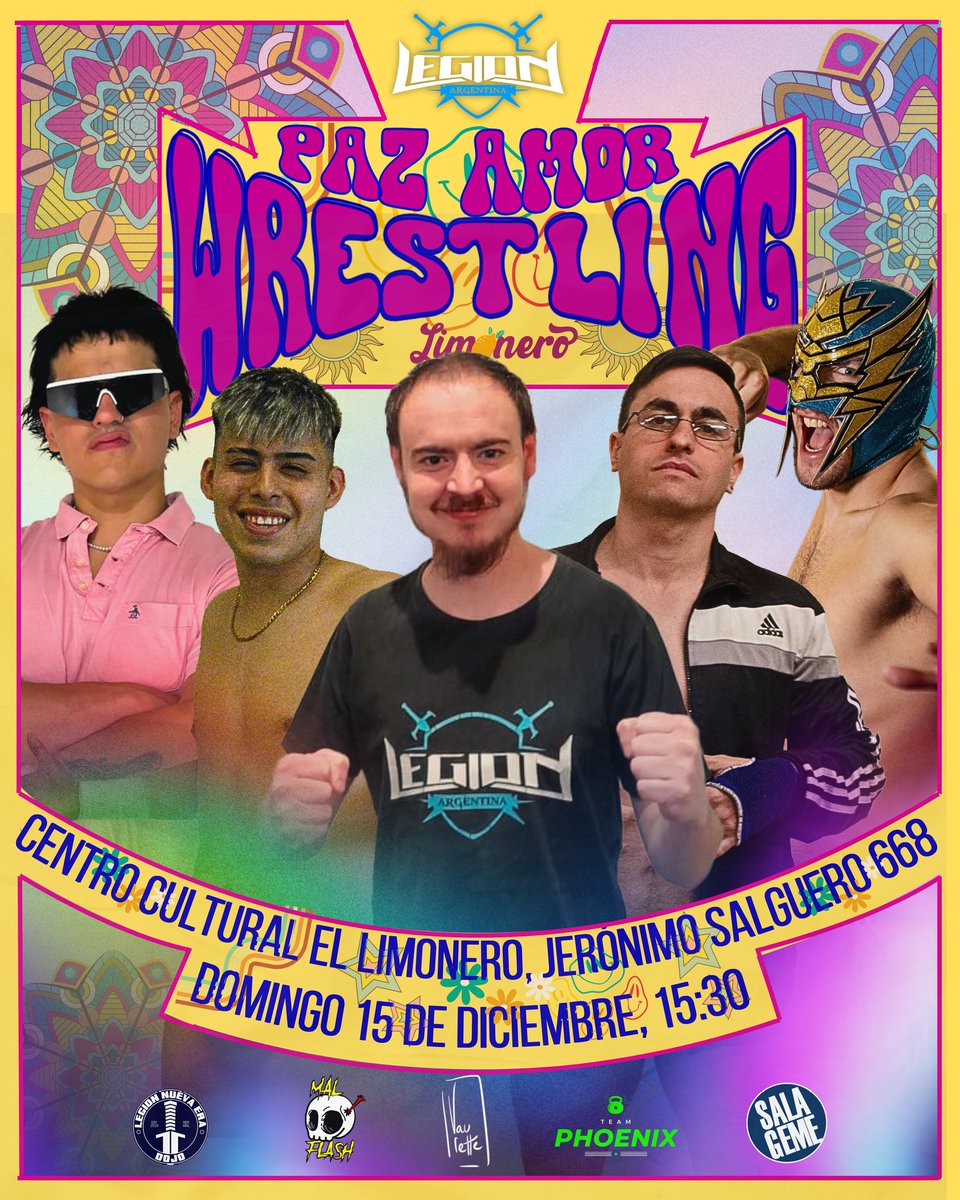 🎊 ¡Por primera vez en el #CentroCulturalLimonero!

🤼‍♂️ La lucha de #Legión llega al #Limonero.

🏵 El cierre perfecto para un año lleno de historias, nuevos personajes y muchas sorpresas. El wrestling termina el 2024 en un nuevo y accesible lugar a metros de el Abasto Shopping.
