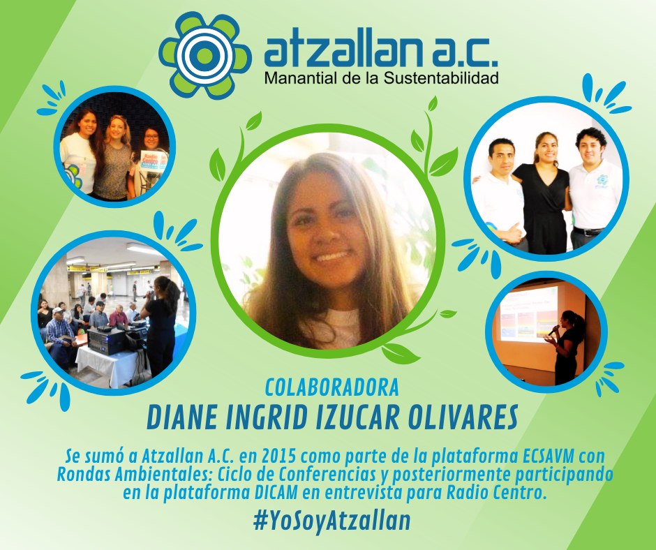 ¡Hoy recordamos y reconocemos la labor de Diane Ingrid Izucar Olivares, como miembro de nuestra #comunidad en <a href="/Atzallan/">Atzallan A.C.</a> A.C.! ☘️
#YoSoyAtzallan #CDMX #AtzallanMeInspira 🍃💦🐸🌎💚
🌐🍃 Conoce a más de nuestros #miembros y súmate: atzallan.org/comunidad/