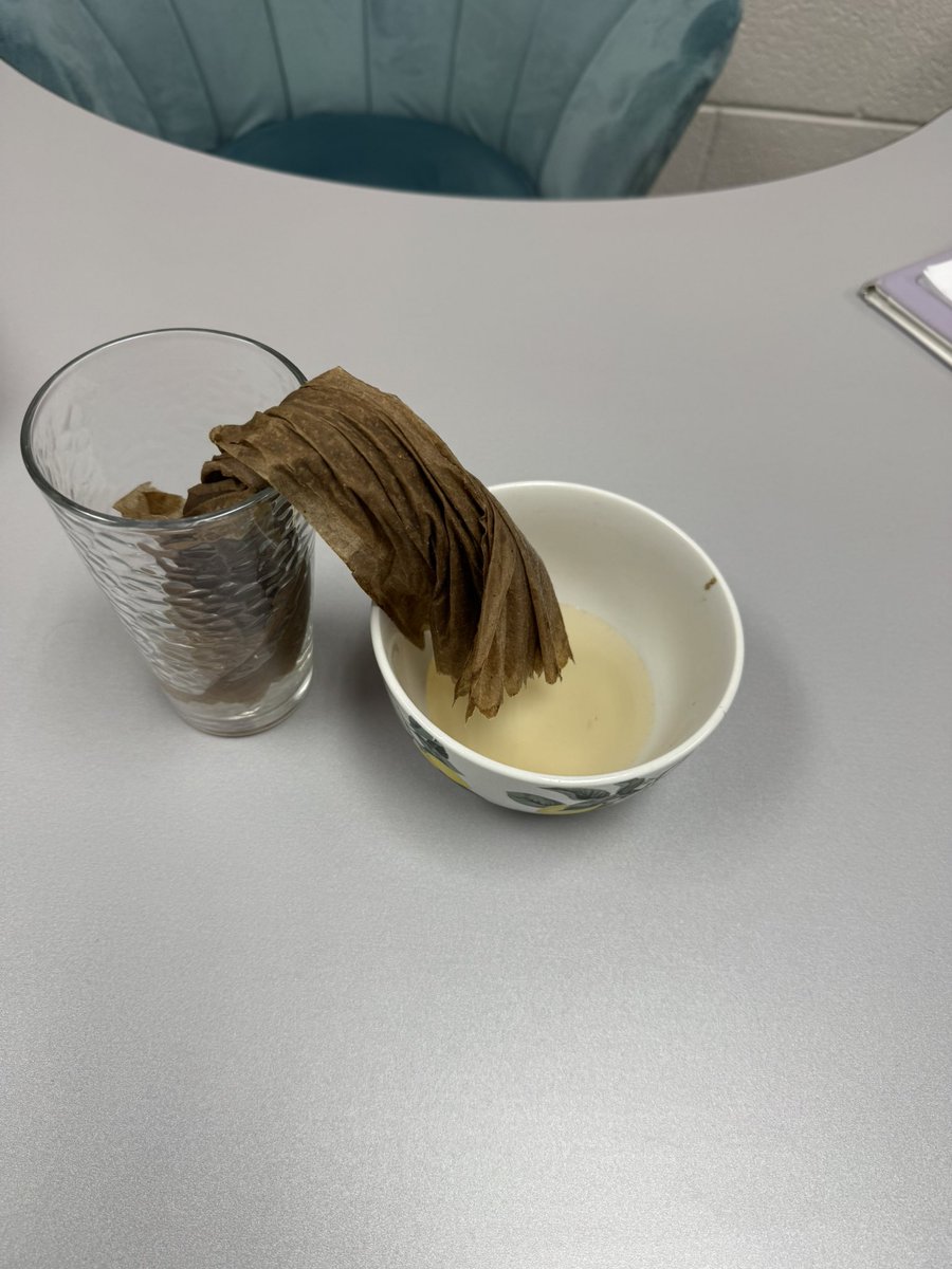 Escaping Water 💧 
pOURed watER and watched it transfER overnight fRom one glass to the bowl while wORking on /r/ articulation therapy! Hands on activity to keep students engaged and goal oriented #sd113a