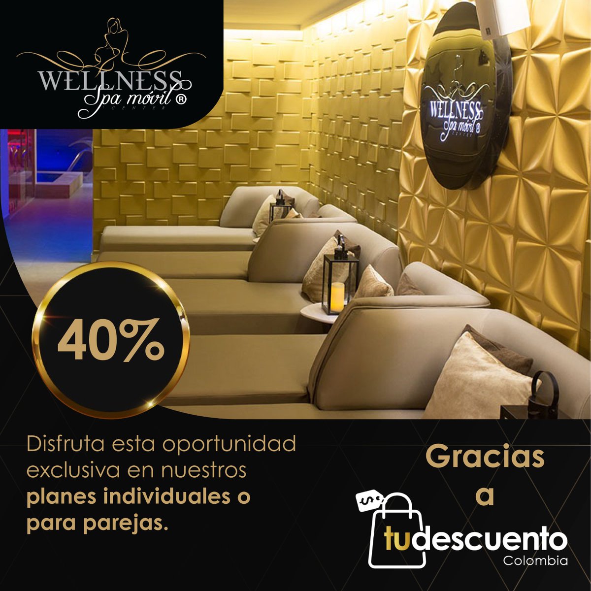 tudescuentoco's tweet photo. ¡No te pierdas esta oportunidad! Afíliate ahora a Tu Descuento y accede a beneficios exclusivos en Wellness Spa 
https://t.co/MUze5Zd1o2
#Bienestar #EXCLUSIVO #relax #Descuentos https://t.co/yisq3kaBvj