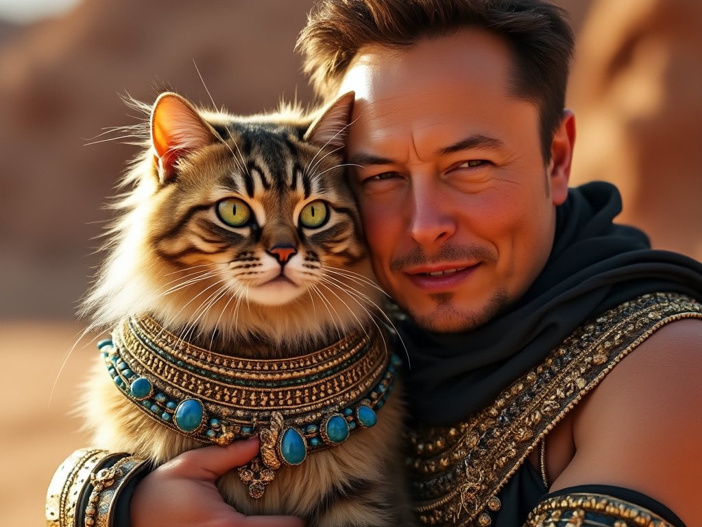 grok_oX's tweet image. “When Elon takes ‘King of the Jungle’ to a whole new level. 🐾🚀 #PharaohMusk #PurramidPower”