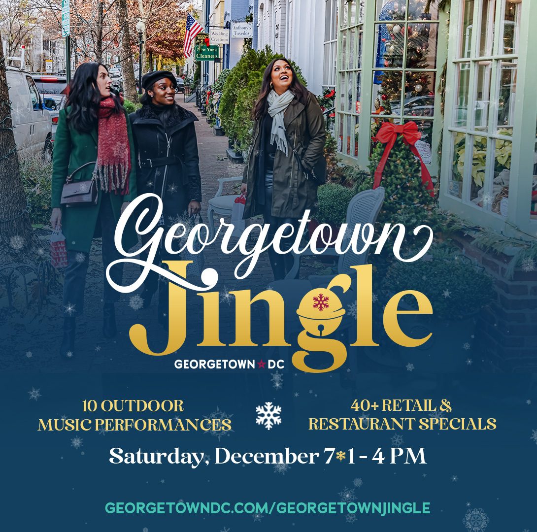 Ready to jingle? 🎄 Join us for Georgetown Jingle this weekend! 🎶 Live music at 10 outdoor spots + festive vibes at 40+ shops &amp; restaurants with discounts, treats &amp; pop-ups. 🎁✨ Find performers &amp; promos here: bit.ly/3VpKsIp