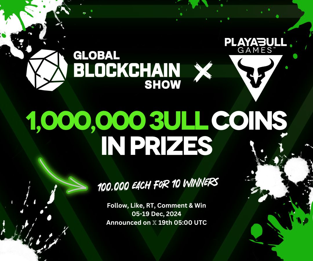 🚨Contest Alert! 

To celebrate PLAYA3ULL GAMES as Icon Sponsors of the Global Blockchain Show <a href="/0xGBS/">Global Blockchain Show</a>, we’re giving away 1,000,000 3ULL Coins, 100K each to 10 lucky winners!

🎁 Here’s how to enter:  
🟢 Follow <a href="/PLAYA3ULL_GAMES/">PLAYA3ULL GAMES</a>
❤️ Like &amp; Retweet this post 
💬 Comment: What’s the