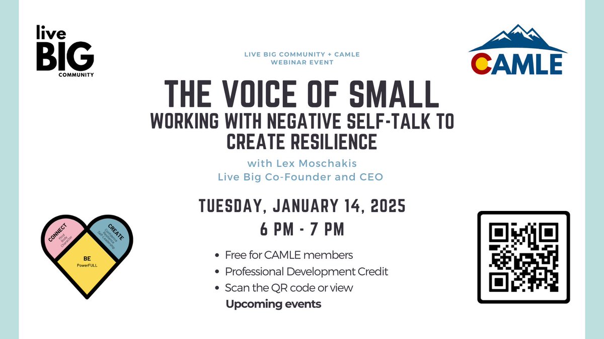 CAMLE and Live Big are excited to announce a very special January event. Join us and start 2025 off with strength and resilience!