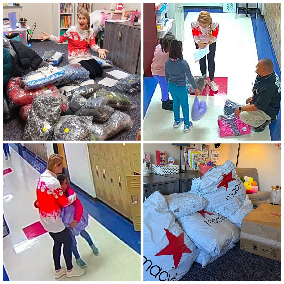 A very special someone 😇 ordered and donated 80 coats to our kids in need. 80! Today I got to play Santa and deliver them throughout the school. Even though some days feel extra hard, we can choose to spread JOY! 🎄