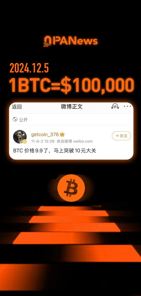 2024.12.05  BTC #Bitcoin 突破10万美元