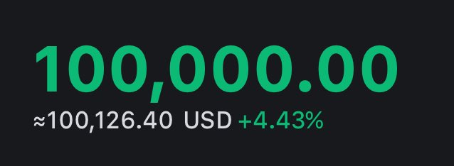 thescalpingpro's tweet photo. #Bitcoin just hit $100,000 https://t.co/V2qutQSIpj