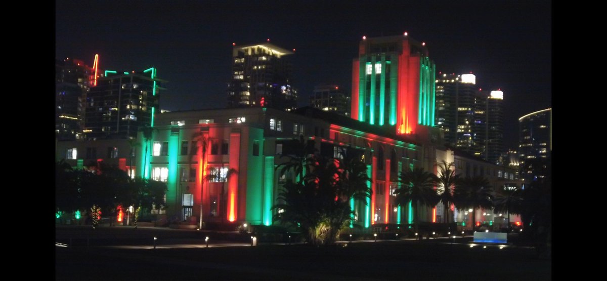 The County Administration Center was lit for the holiday season.