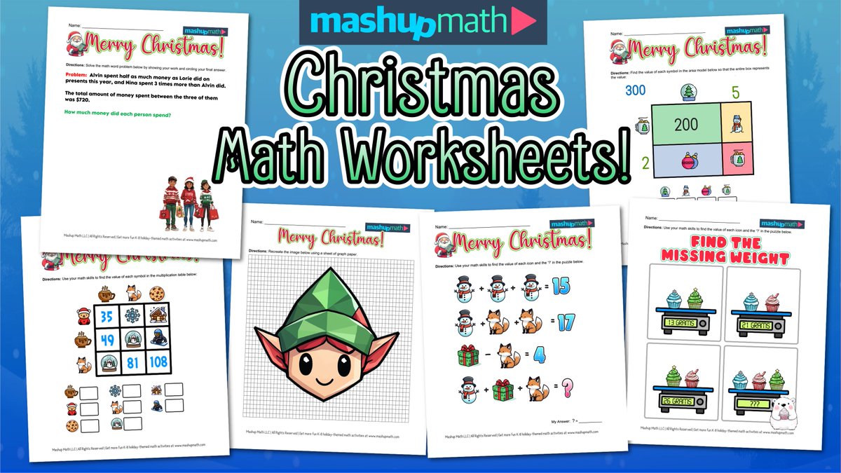 NEW! Free library of #Christmas-themed math worksheets for grades K-8: mashupmath.com/christmas-math…

#edchat #homeschool