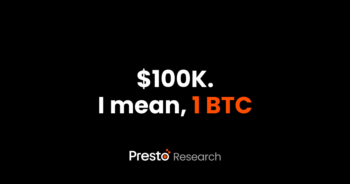 Presto_Research's tweet photo. ONE HUNDRED THOUSAND UNITED STATES DOLLARS

FOR ONE BITCOIN

$100K $BTC era has finally arrived.

What does it all mean?

🧵 👇