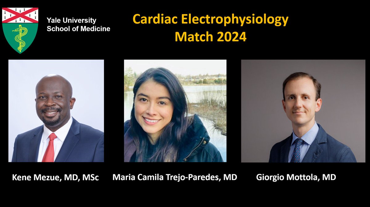 Ahmed Teebi, MD MPH🗝️ (@teebi_md) on Twitter photo 🧵Congrats to three of our superstar cardiology fellows <a href="/YaleCardiology/">Yale Cardiology</a> who will be joining our EP Family at Yale for next 2 years.
Cannot wait to tackle more AF, SVT, PVC, VTs, EGMs and device cases together next year🚀 Kene, Camila, and Giorgi- welcome to EP⚡️
<a href="/DrKene/">Kene Mezue</a> 🧵Congrats to three of our superstar cardiology fellows <a href="/YaleCardiology/">Yale Cardiology</a> who will be joining our EP Family at Yale for next 2 years.
Cannot wait to tackle more AF, SVT, PVC, VTs, EGMs and device cases together next year🚀 Kene, Camila, and Giorgi- welcome to EP⚡️
<a href="/DrKene/">Kene Mezue</a>