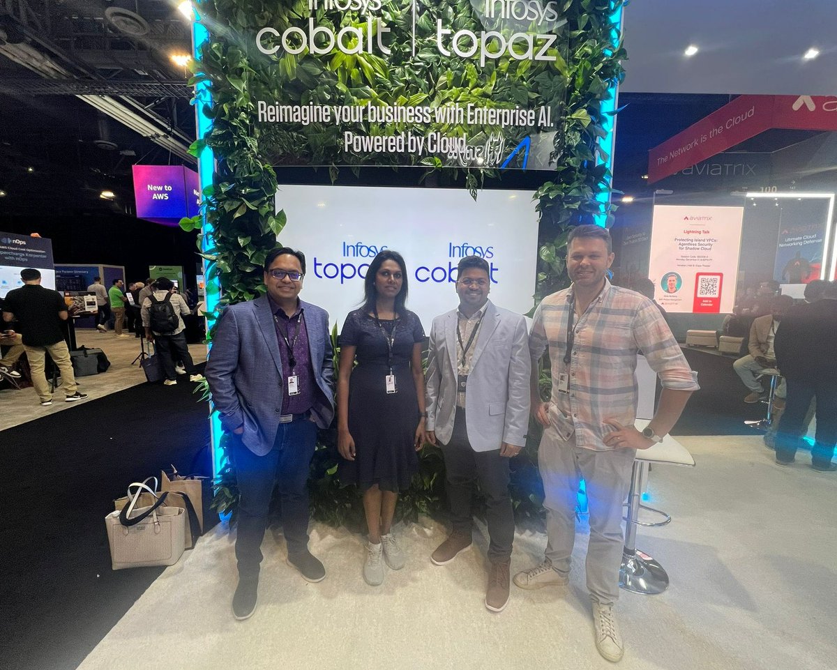 InfosysAmericas's tweet image. Can’t believe we’re already on day 3!

#InfosysCobalt #InfosysTopaz #awsreinvent #InfyAtReInvent24 #AWS_Partners #EnterpriseAI