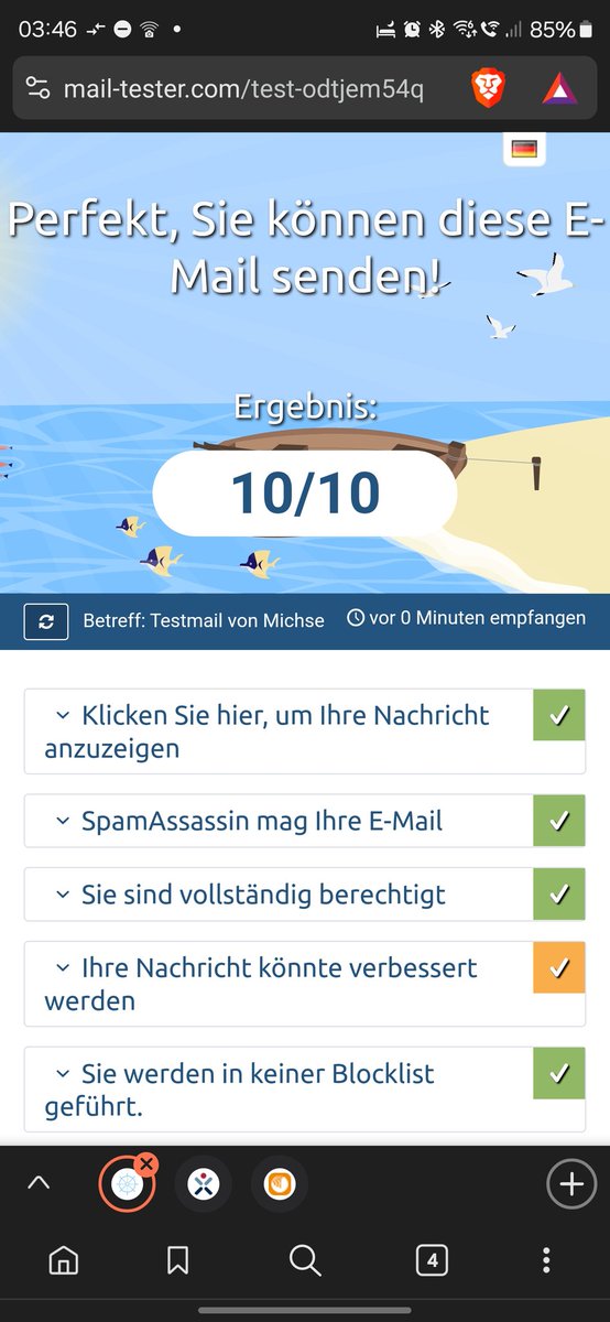 Stardenver_'s tweet image. Einfach immer wieder schön, wenn nach der Einrichtung eines neuen Mailserver dieser erste kleine Test schon Mal schön die 10/10 ausspuckt. #linux #cloudron #mailtester