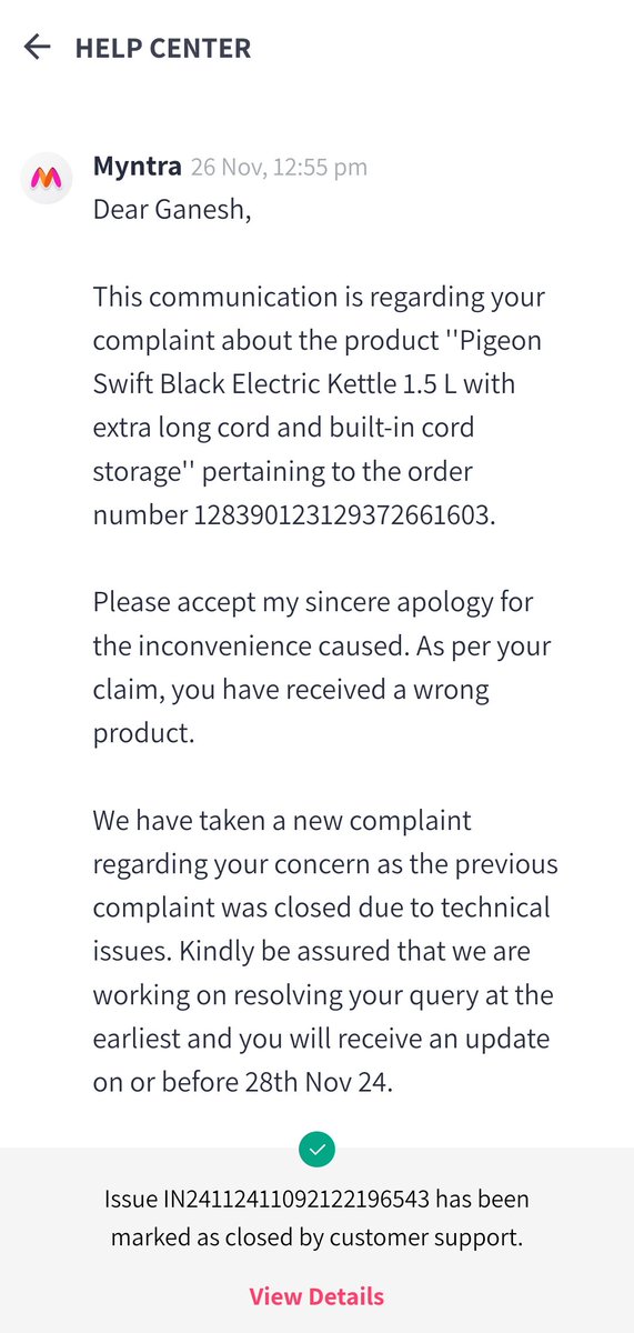 MoversTech's tweet photo. #Myntra this is Myntra costumer support @MyntraSupport where no one is doing support when you got damaged product.  I called to #Myntra support for register a complaint for damaged product but they registered wrong product. And closed the complaint without helping.  So #beware. https://t.co/POoDjRJnGT